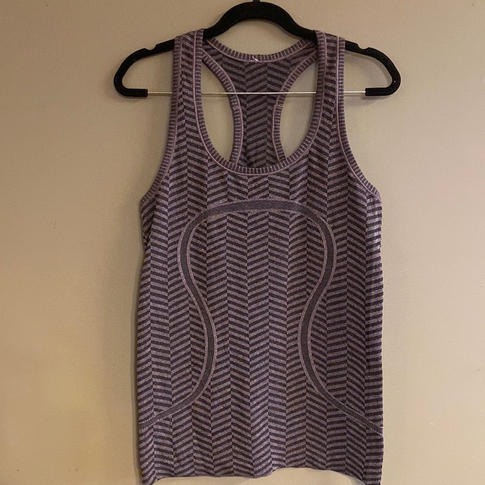Lululemon Purple Chevron Workout T back Tank Top